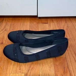 Black flats with black rhinestones